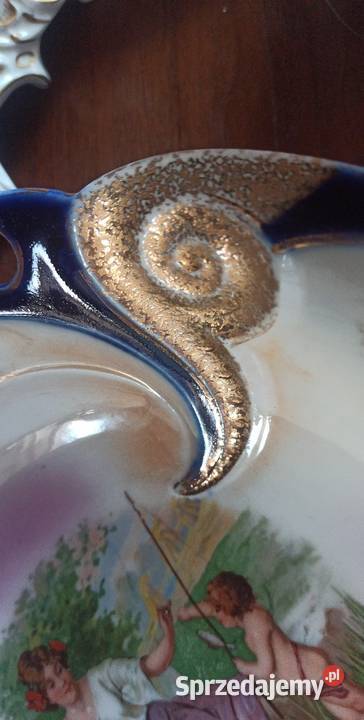 Patera ze scenką w lustrze misa z ażurem Porcelana i szkło Gdańsk