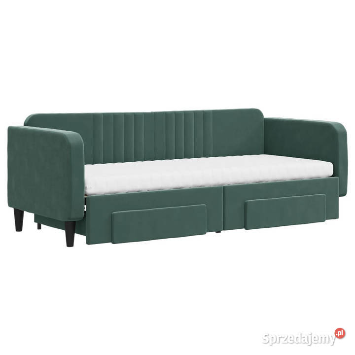 Sofa rozsuwana z szufladami ciemnozielona 223cm mazowieckie Warszawa sprzedam