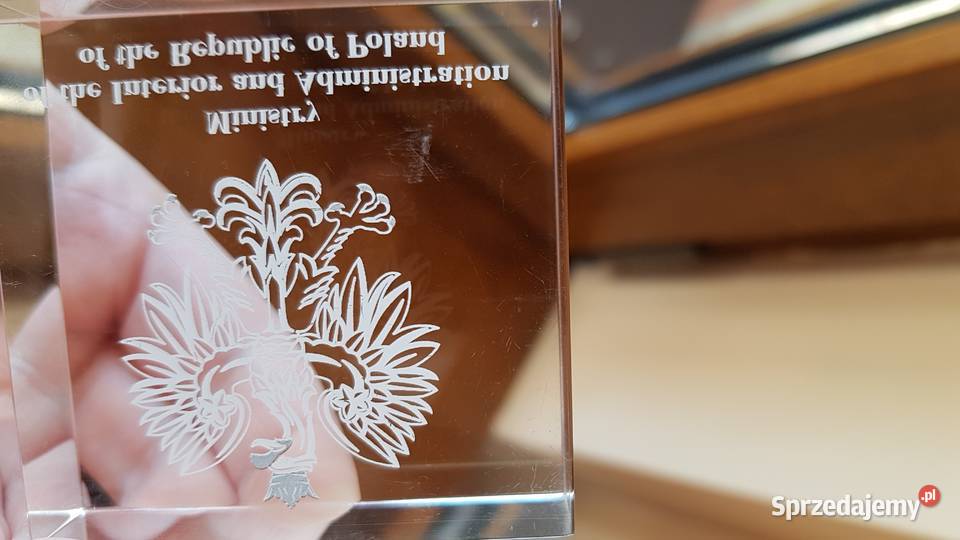 Emblemat z orłem z pleksi w j angielskim na Dąbrowa Górnicza