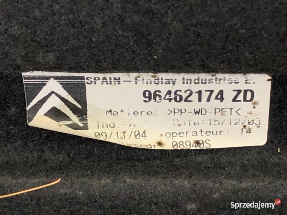 PÓŁKA TYŁ CITROEN C4 I 96462174ZD Hatchback 0414 osobowe podkarpackie