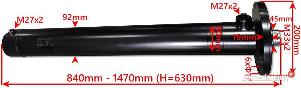 SIŁOWNIK HYDR OBRÓT 630 mm DWUSTRONNY 20T Rolnictwo Solec Kujawski