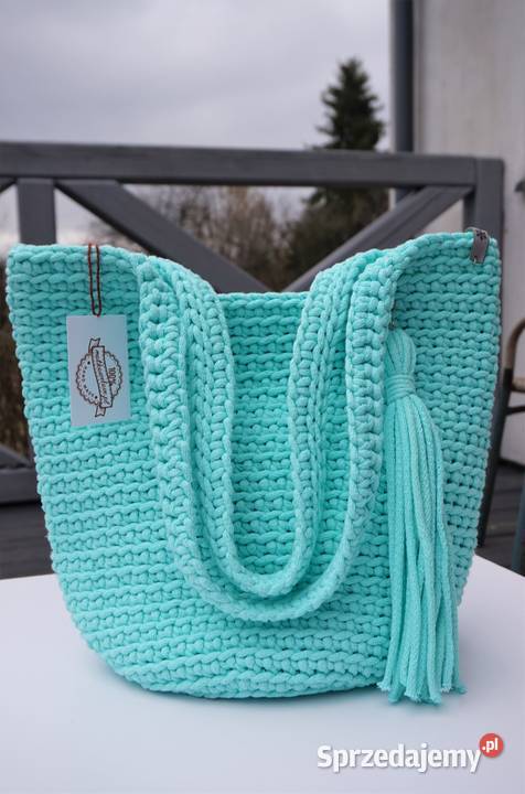 Duża torba torebka ze sznurka bawełn handmade mazowieckie Józefów