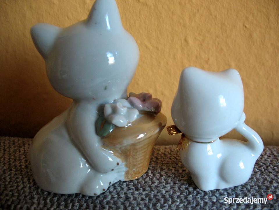 Kotek Figura porcelana 2 sztuki mały i duży 8 i Siedlce