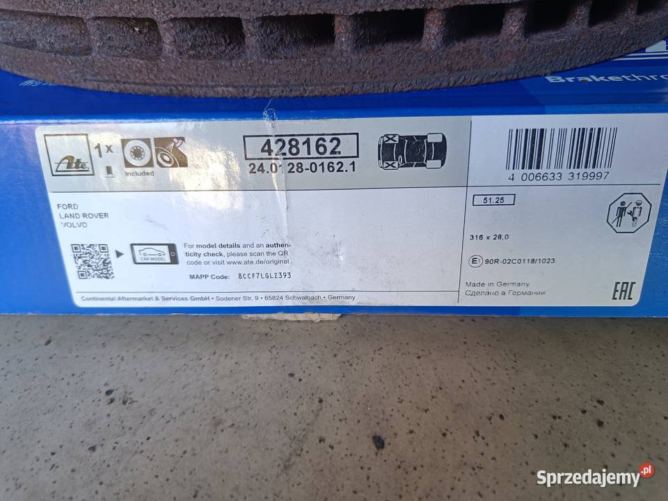 Tarcze hamulcowe ATE Volvo V60 V70 XC70 Ford S