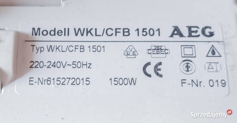 Grzejnik konwektorowy AEG WKLCFB 1501 15kW śląskie sprzedam