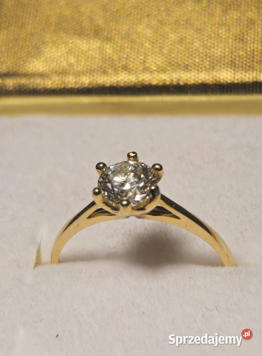 Pierścionek złoty 14k 585 z Diamentem 063ct z Pierścionki Kraków