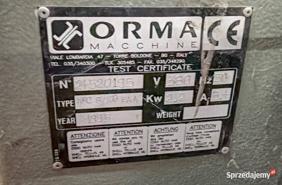 Prasa półkowa do fornirowania ORMA NPC 6100 Juszczyn