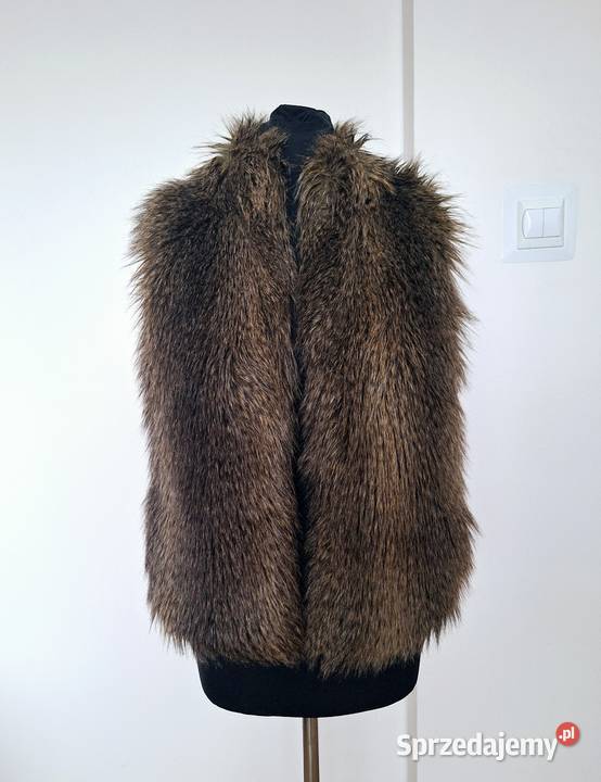 Brązowa kamizelka bezrękawnik futerko damskie HM Kraków