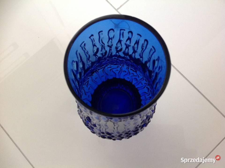 Wazon Szklany Niebieski ATAUPE Vintage lata 60 Nowa Sól