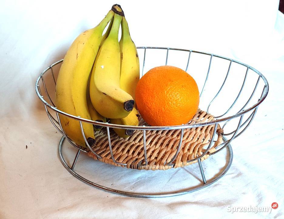 Koszyk na owoce metalowy z wiklinowym ratanowym Gdańsk