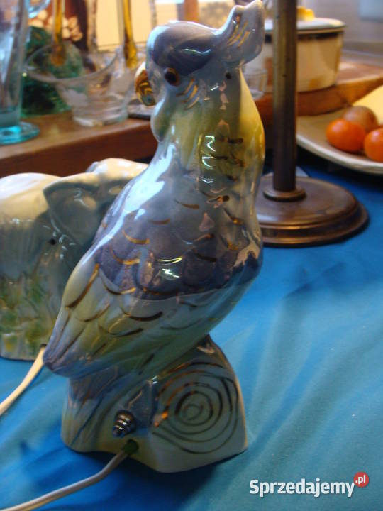 ceramiczna lampa vintage papuga Porcelana i szkło Wrocław