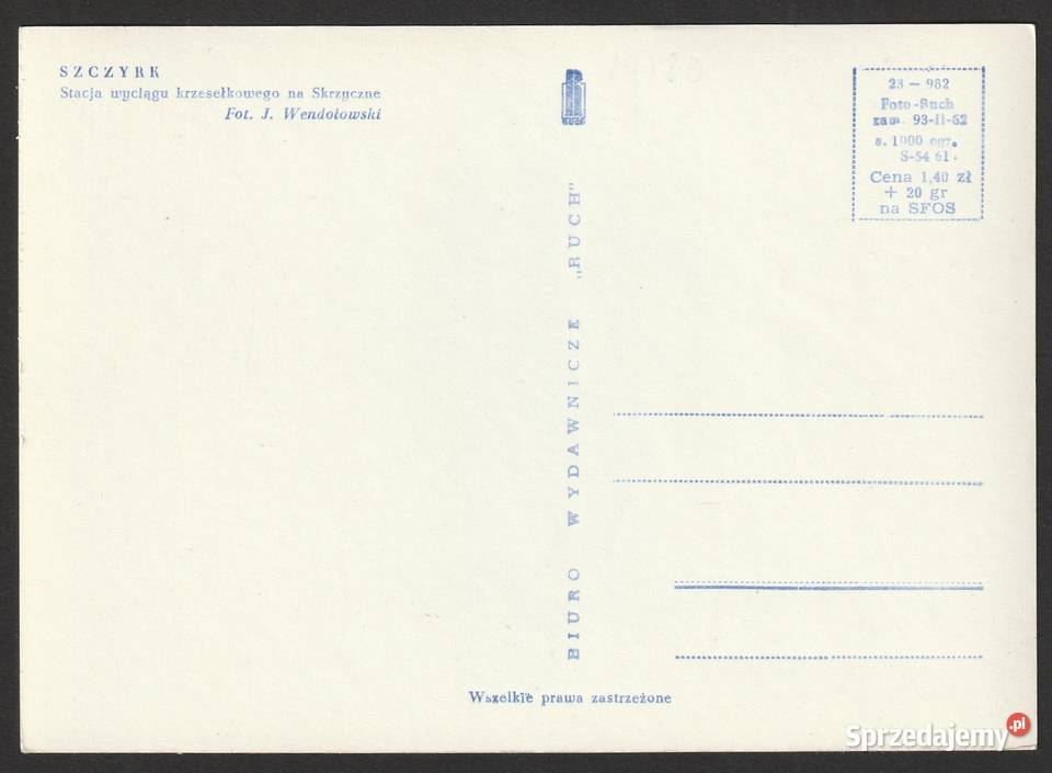 SZCZYRK SKRZYCZNE 1962 BEZ OBIEGU łódzkie Łódź