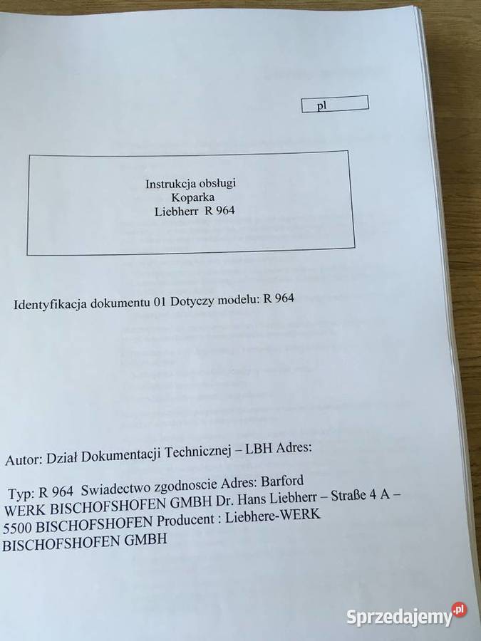 dtr instrukcja obsługi koparka liebherr r964 i Rok wydania 2009 Szczecin