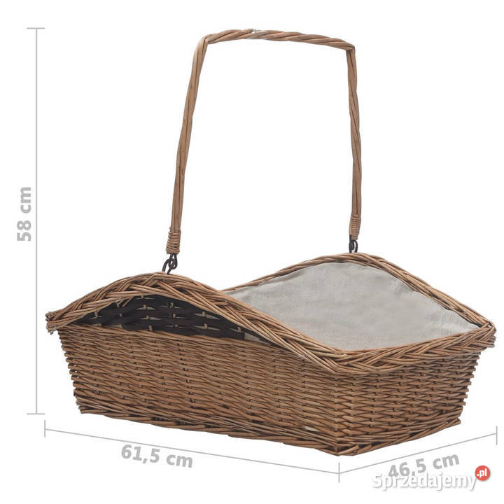Koszyk na drewno z uchwytem 615x465x58 brązowy Pozostałe sprzedam