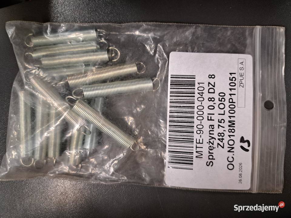 Sprężyna FI 08 DZ 8 Z4875 LO50 OCNO18M100P11051 Włoszczowa