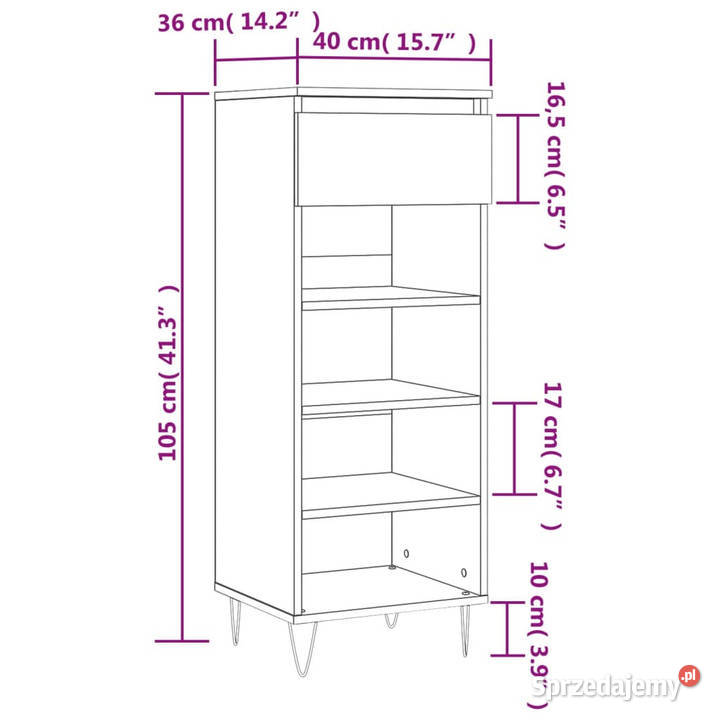 Szafka na buty czarna 40x36x105 materiał
