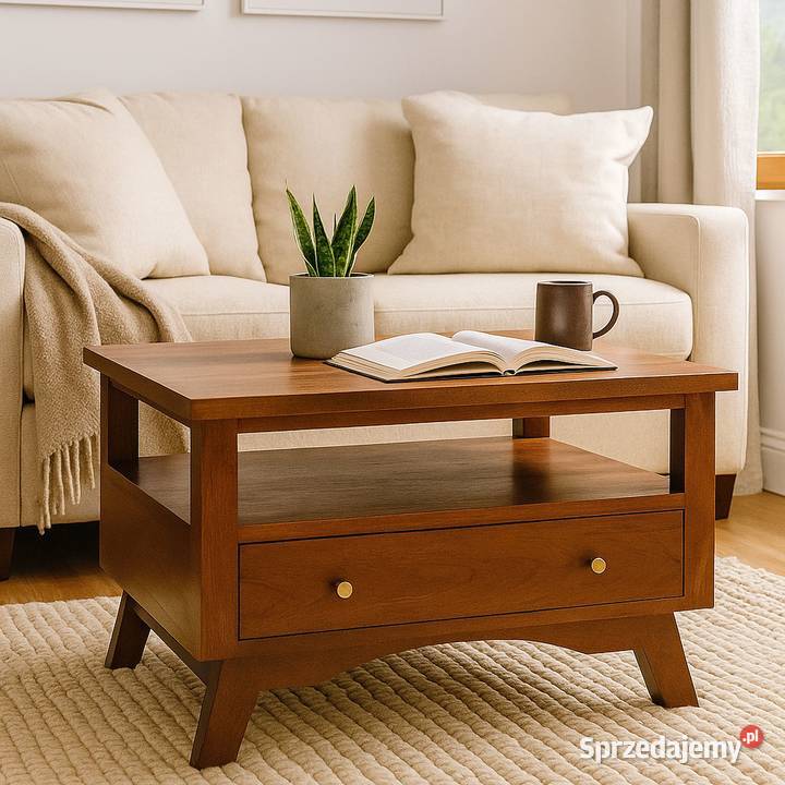 Stolik kawowy drewniany BONN 70x70 z szufladami lubelskie Lublin