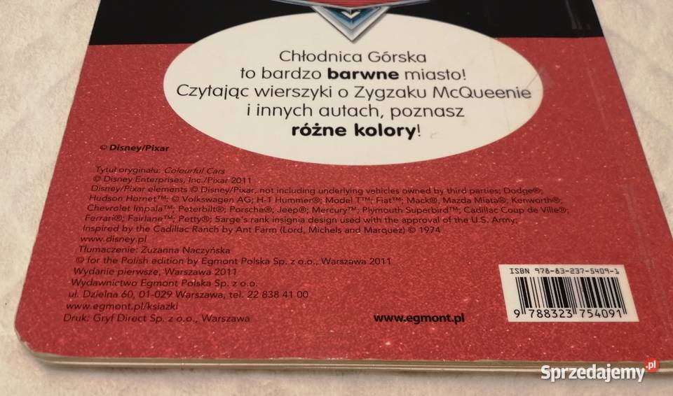 Kolorowe Auta Cars Egmont 2011 Książeczki dzieci śląskie