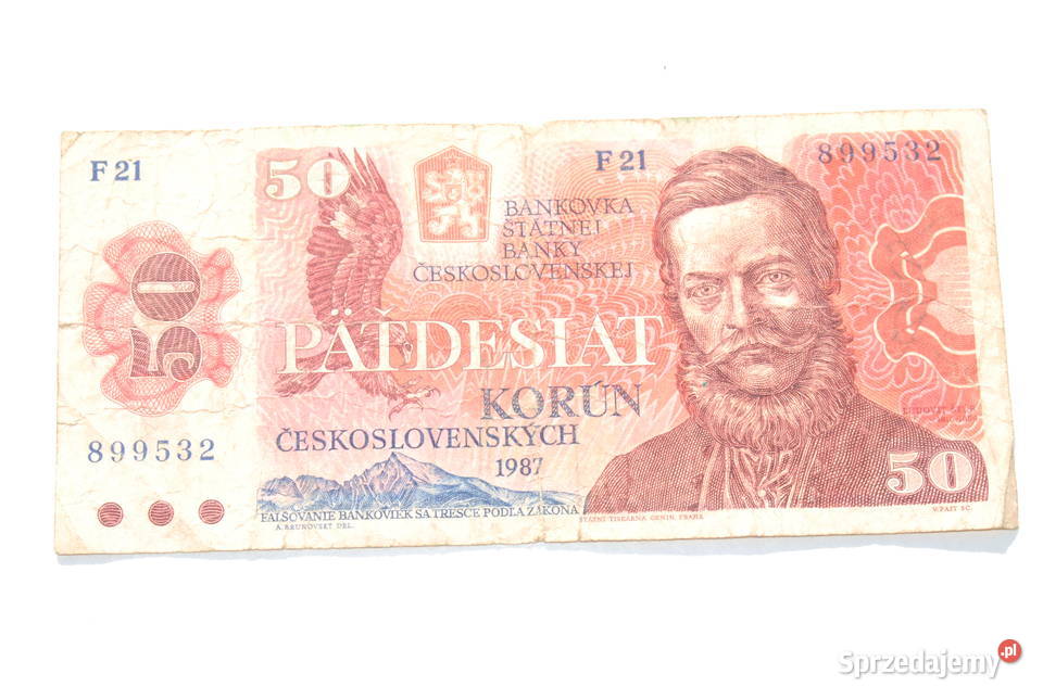 Stary banknot 50 koron Czechosłowacja 1987 Numizmatyka Cieszyn