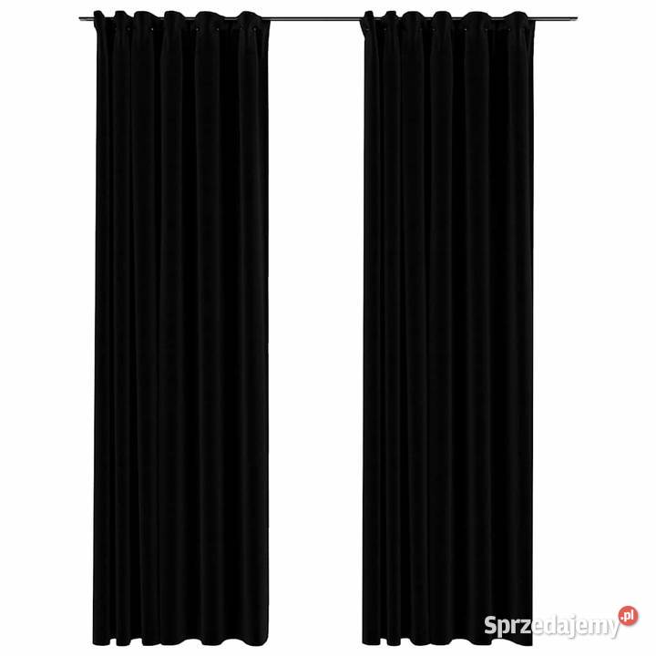 vidaXL Zasłony stylizowane na lniane 2 czarne Warszawa sprzedam