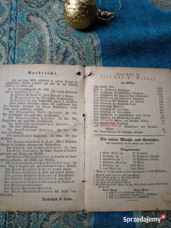 Kalendarz niemiecki antykwariat internetowy Antykwariat Warszawa sprzedam