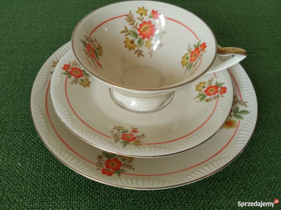 Trio śniadaniowe sygnowana porcelana Kahla Gorlice