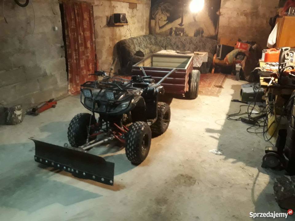 Quad 125 z pługiem do sniegu przyczepka lubelskie Macoszyn Mały