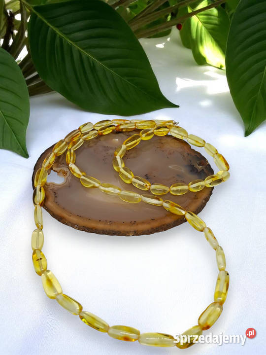 Komplet korale i bransoletka z bursztynu ryż Warszawa