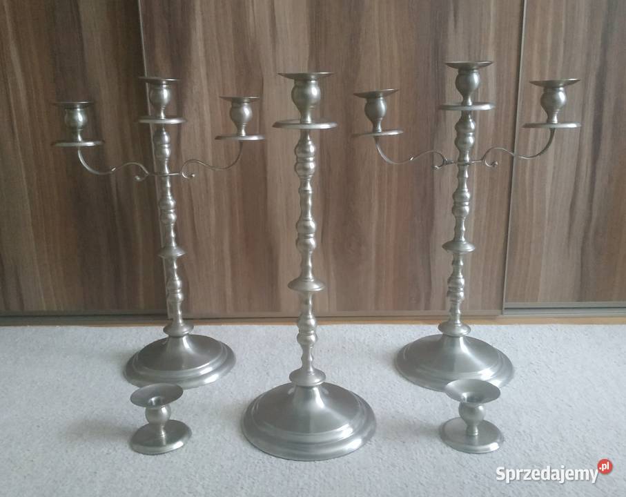 Świecznik metalowy kandelabr vintage retro