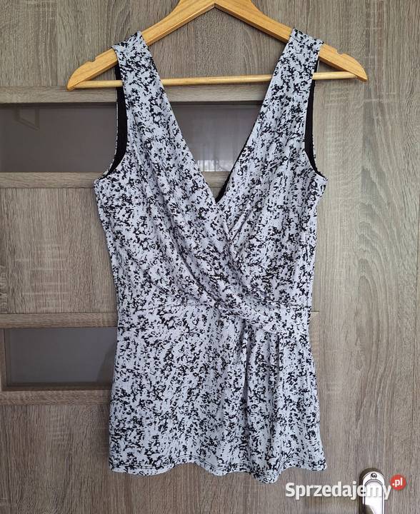 Biała marmurkowa bluzka z efektownym pasem HM 36 Rozmiar 36(S) Bluzki i koszule małopolskie Kraków