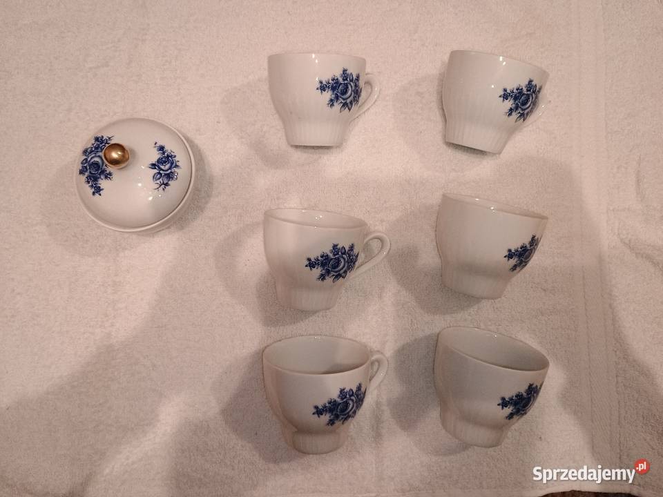 Filiżanki i cukiernica porcelanowe Skrzydlewo