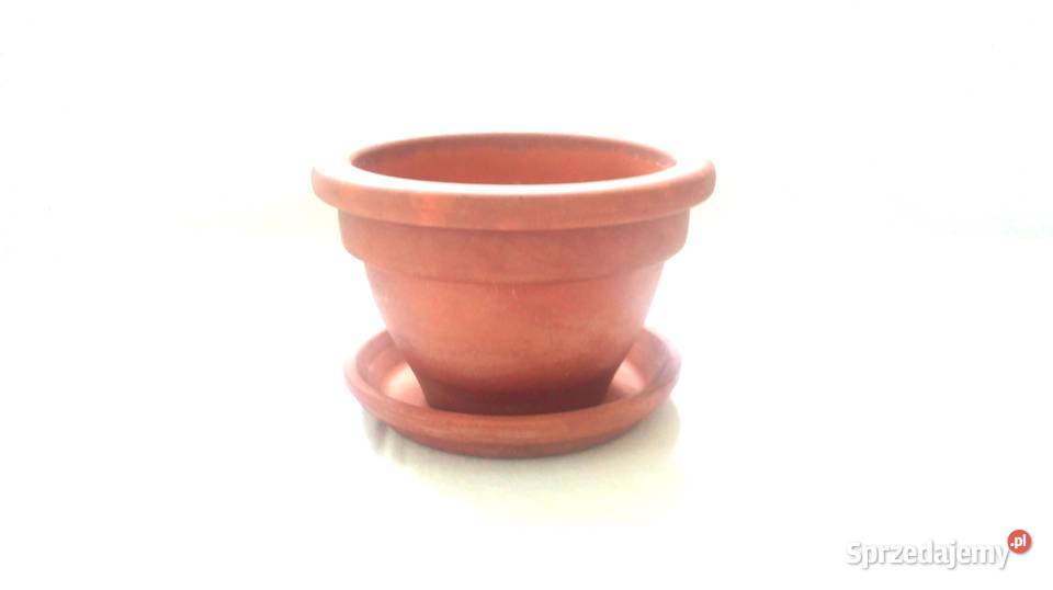 Doniczka brąz Podstawka glina Gładka stan Białystok