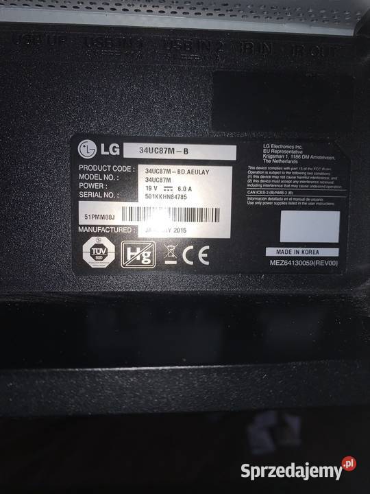 Monitor LG 34UC87MB matryca LED IPS 3440 x 1440 Monitory i projektory