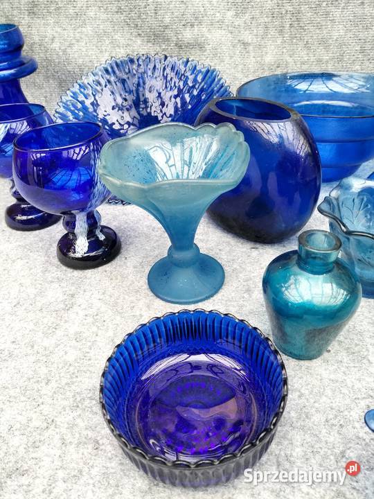 Szkło kobaltowe niebieskie zestaw kolekcja Leszno