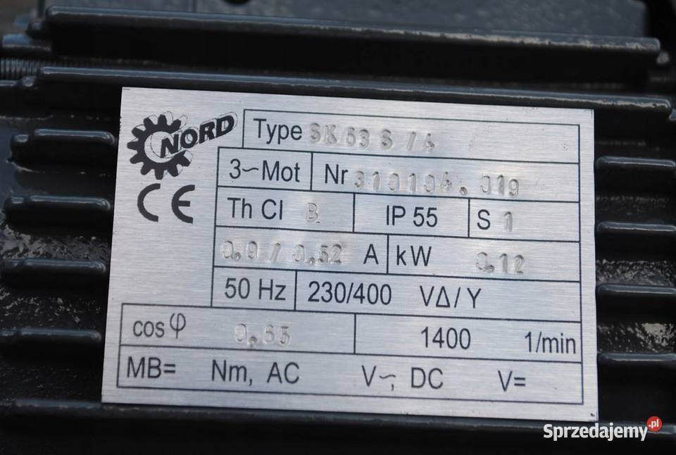 Motoreduktor 012kw 134obrmin Firmy NORD Kargowa