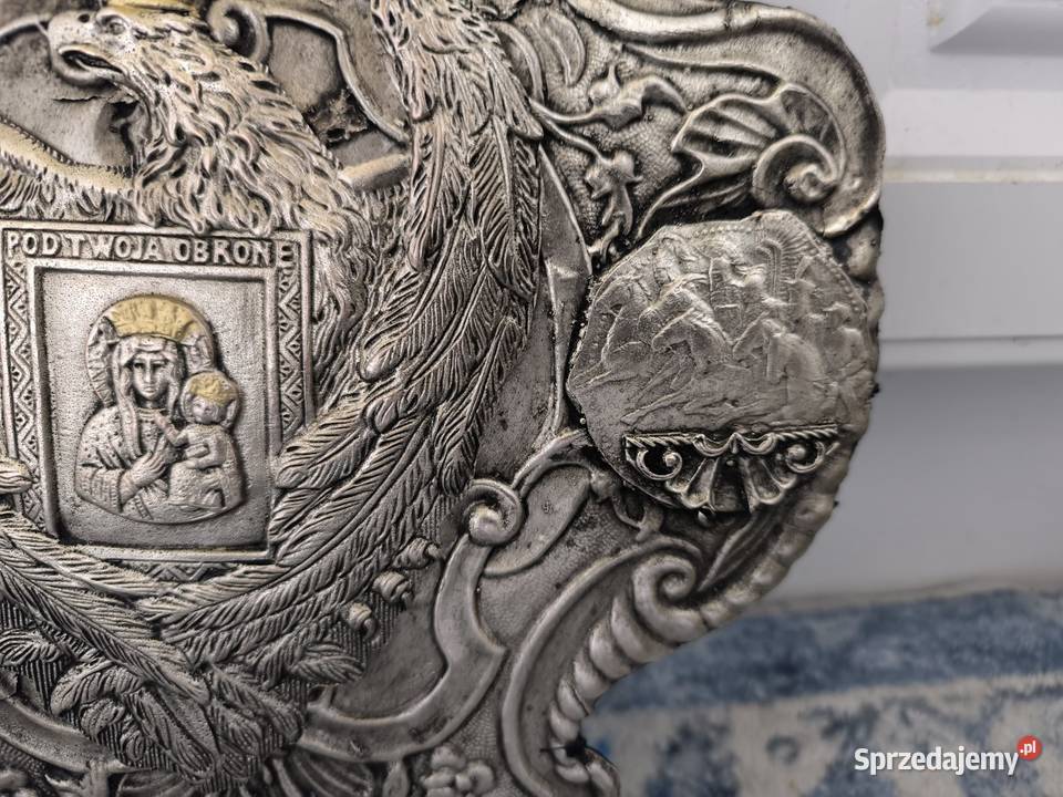 Piękny Ryngraf z orłem polskim i matką boską Łódź