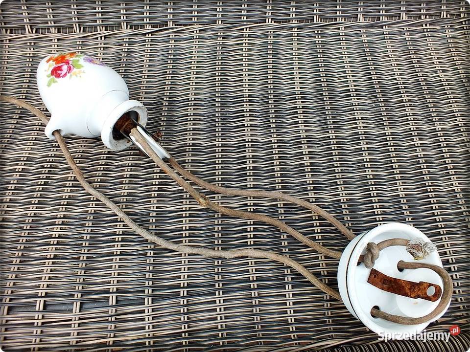 Stary Porcelanowy kompletny Obciążnik Lampy Żary