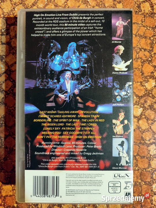 VHS Chris De Burgh High on Emotion Live From lubelskie Lublin sprzedam