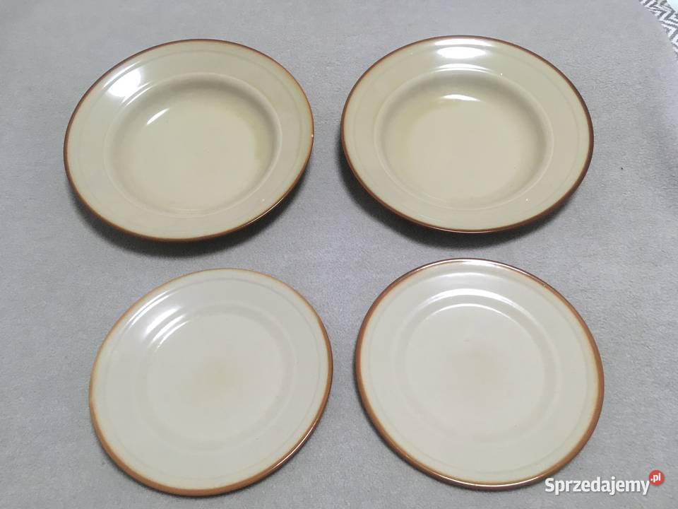 Stare talerz głęboki deserowe Tułowice porcelit brązowy Kołobrzeg