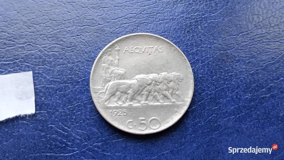 Stare monety 50 centesimi 1925 Włochy podkarpackie Lesko