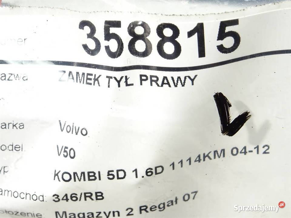 ZAMEK TYŁ PRAWY VOLVO V50 Kombi 30799316 0312