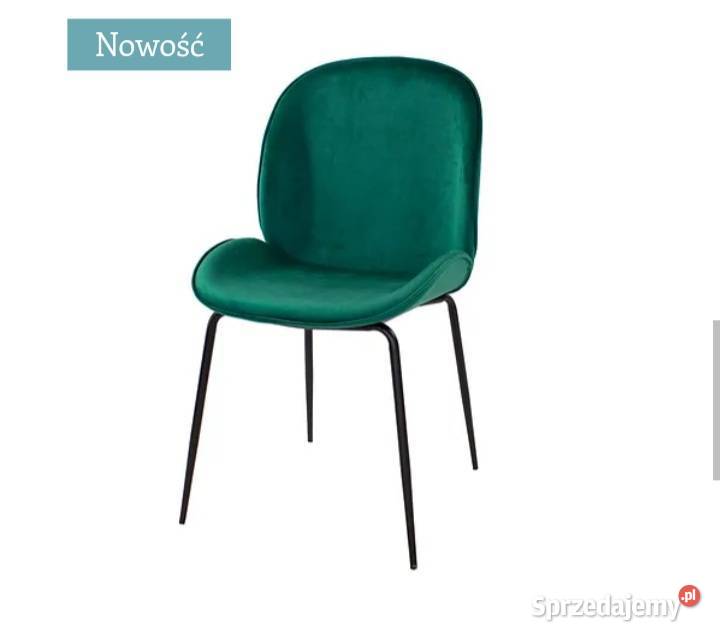 Krzesło zielone na czarnych nóżkach