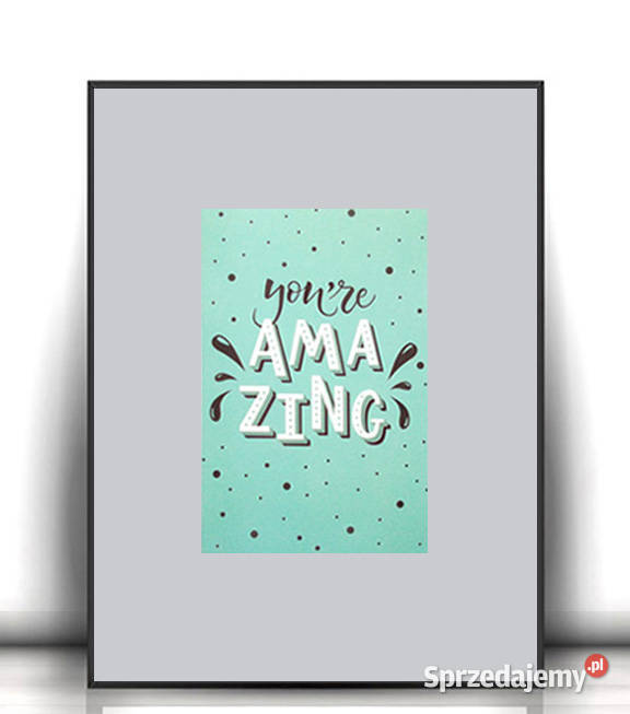 szaro miętowy plakat A4plakat z napisami amazing pomorskie Gdańsk sprzedam