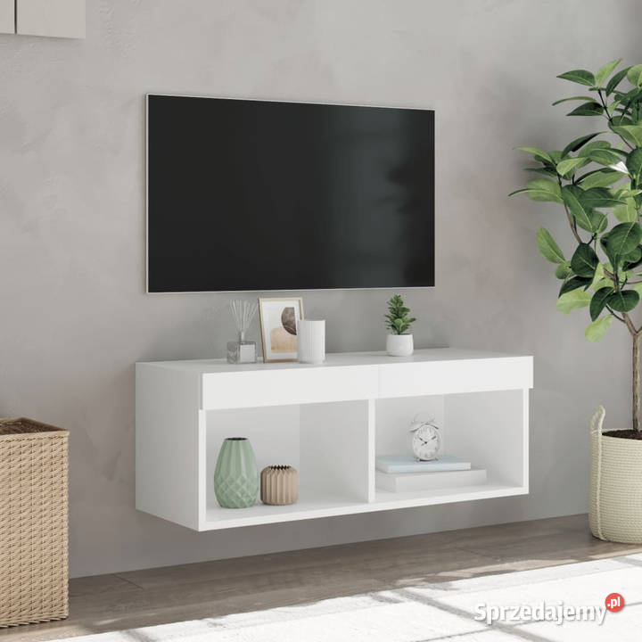 Szafka TV z oświetleniem LED biała 80x30x30 Warszawa