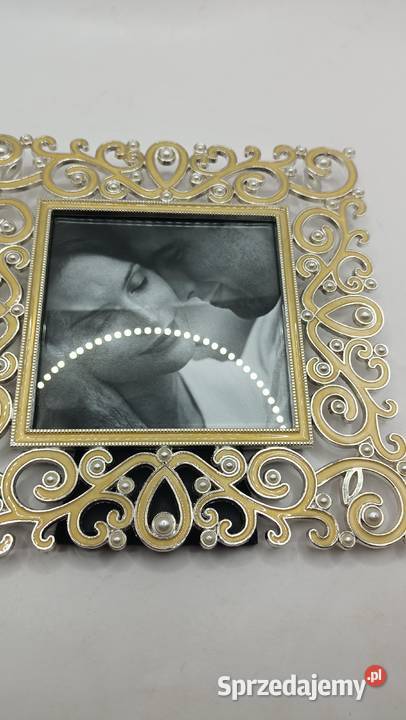 Ramka na zdjęcie metalowa z perełkami glamur sprzedam