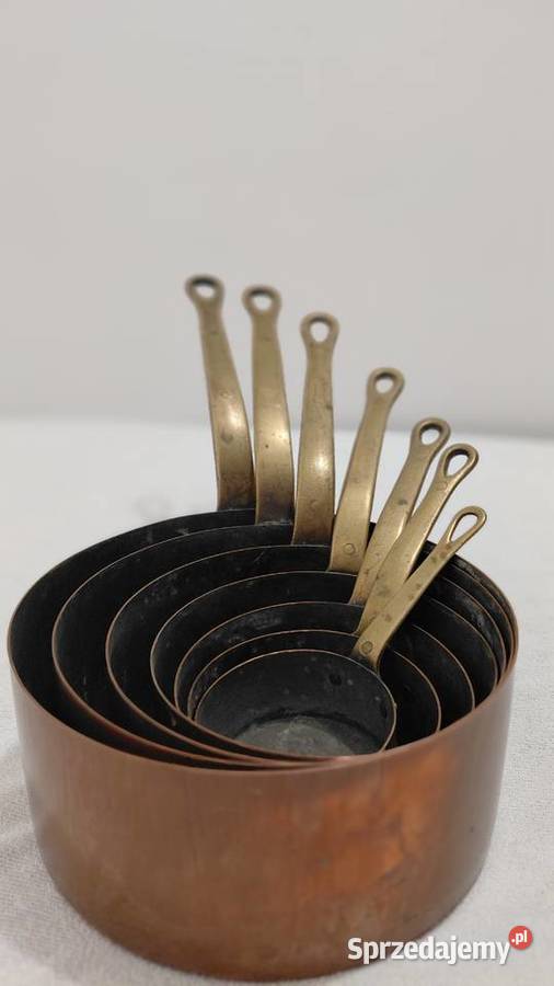 Zestaw siedmiu Francuskich rondli miedzianych