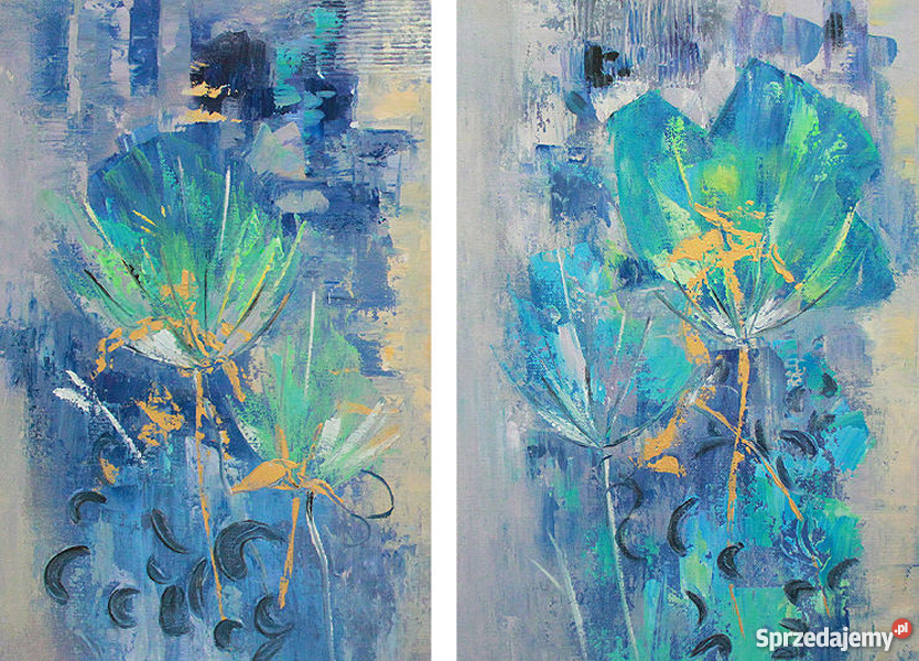 Obraz olejny Niebieskie tulipany Mamie na Warszawa sprzedam