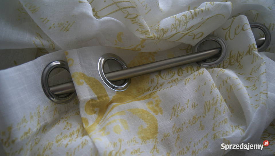 Firany shabby chic napisy przelotki Piękne Wystrój okien