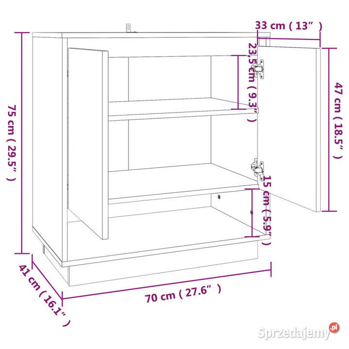 Szafka przydymiony dąb 70x41x75 materiał Pozostałe