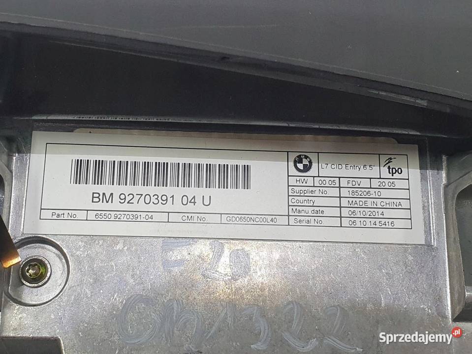 WYŚWIETLACZ NAWIGACJI BMW F20 16 9270391 wielkopolskie